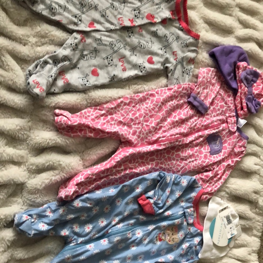 Three Assorted 0-3 MO Footed Onesies!